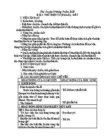 Bài giảng Tin học Lớp 5 - Tuần 3, Bài 3: Thư điện tử (Email) - Năm học 2023-2024