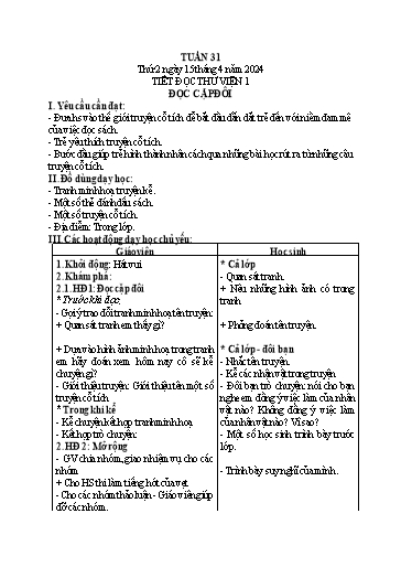 Giáo án Âm nhạc + Hoạt động trải nghiệm Tiểu học - Tuần 31 - Năm học 2023-2024