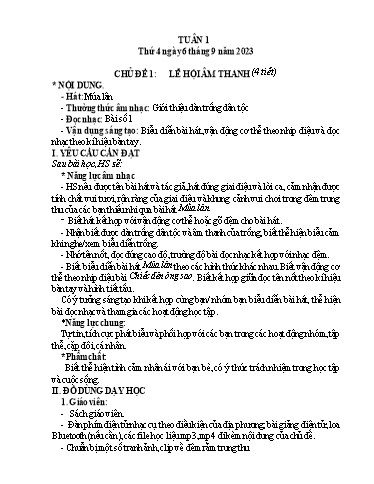 Giáo án Âm nhạc Lớp 5 - Chủ đề 1: Lễ hội âm thanh (4 Tiết) - Năm học 2023-2024