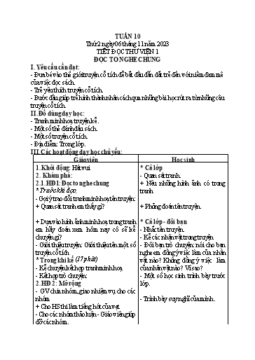Giáo án Âm nhạc Tiểu học - Tuần 10 - Năm học 2023-2024