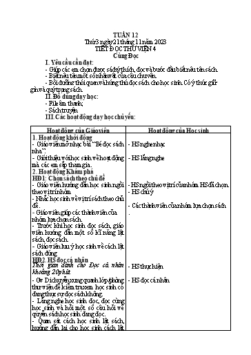 Giáo án Âm nhạc Tiểu học - Tuần 12 - Năm học 2023-2024