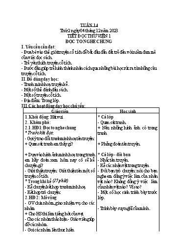 Giáo án Âm nhạc Tiểu học - Tuần 14 - Năm học 2023-2024