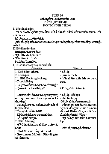 Giáo án Âm nhạc Tiểu học - Tuần 26 - Năm học 2023-2024