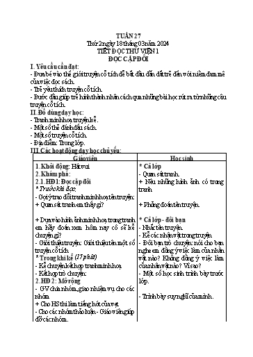 Giáo án Âm nhạc Tiểu học - Tuần 27 - Năm học 2023-2024