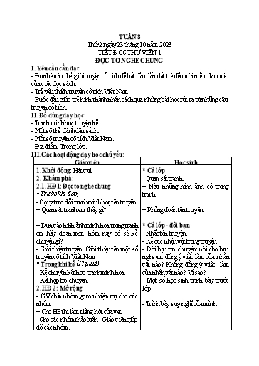 Giáo án Âm nhạc Tiểu học - Tuần 8 - Năm học 2023-2024