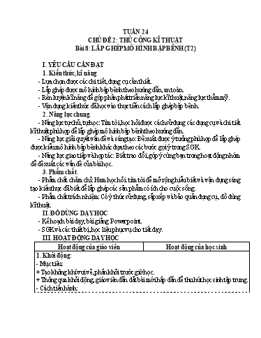 Giáo án Công nghệ Lớp 4 - Tuần 24, Bài 8: Lắp ghép mô hình bập bênh (Tiết 2)