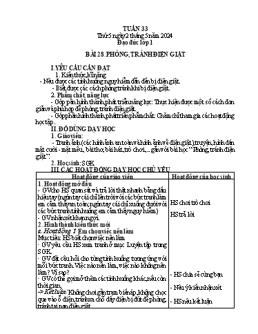 Giáo án Đạo đức 1 + Hoạt động trải nghiệm 2 - Tuần 33 - Năm học 2023-2024