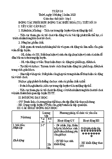 Giáo án GDTC Tiểu học - Tuần 10 - Năm học 2023-2024