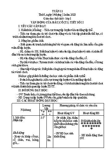 Giáo án GDTC Tiểu học - Tuần 11 - Năm học 2023-2024