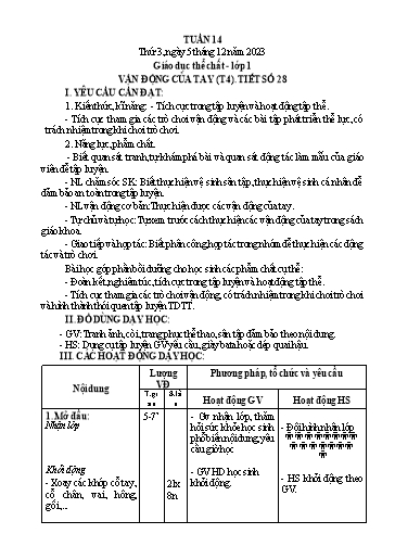 Giáo án GDTC Tiểu học - Tuần 14 - Năm học 2023-2024