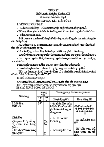 Giáo án GDTC Tiểu học - Tuần 17 - Năm học 2023-2024