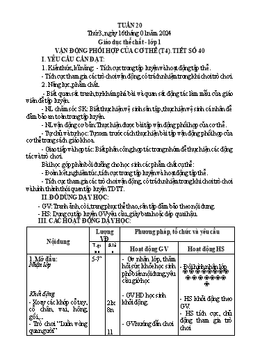 Giáo án GDTC Tiểu học - Tuần 20 - Năm học 2023-2024