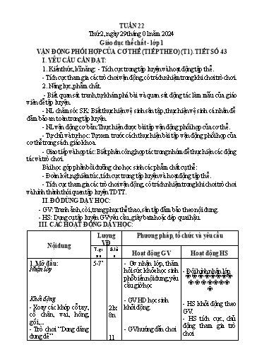 Giáo án GDTC Tiểu học - Tuần 22 - Năm học 2023-2024