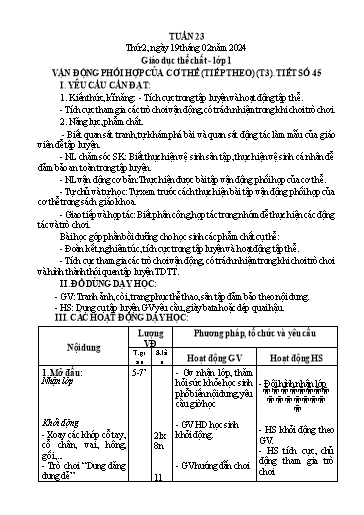 Giáo án GDTC Tiểu học - Tuần 23 - Năm học 2023-2024