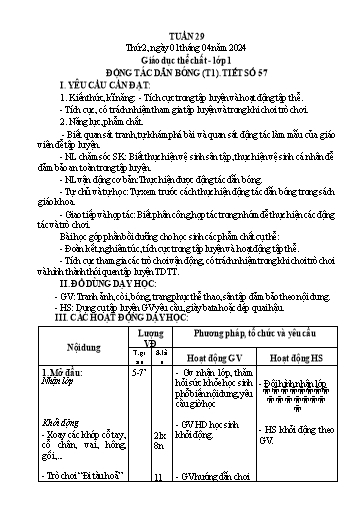 Giáo án GDTC Tiểu học - Tuần 29 - Năm học 2023-2024