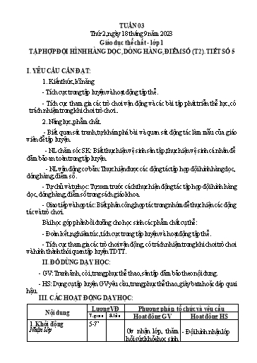 Giáo án GDTC Tiểu học - Tuần 3 - Năm học 2023-2024