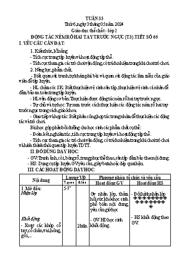 Giáo án GDTC Tiểu học - Tuần 33 - Năm học 2023-2024