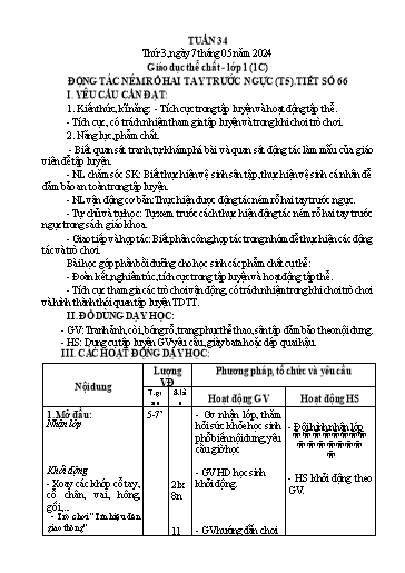 Giáo án GDTC Tiểu học - Tuần 34 - Năm học 2023-2024