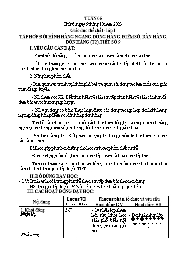 Giáo án GDTC Tiểu học - Tuần 5 - Năm học 2023-2024