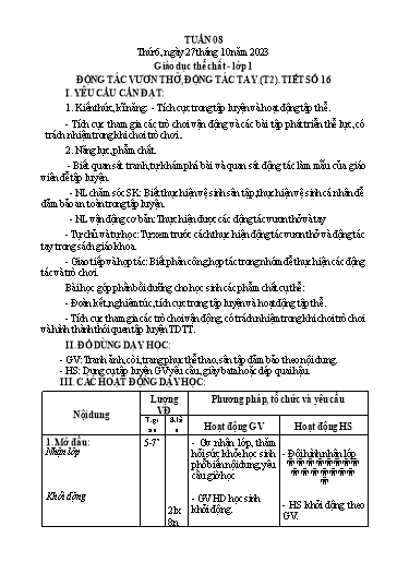 Giáo án GDTC Tiểu học - Tuần 8 - Năm học 2023-2024