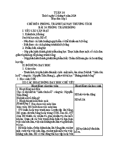 Giáo án Hoạt động trải nghiệm 2 + Đạo đức 1 - Tuần 30 - Năm học 2023-2024
