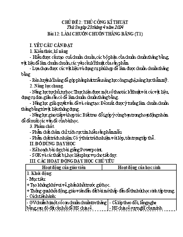 Giáo án Hoạt động trải nghiệm Lớp 3 (Cánh diều) - Tuần 33, Bài 12: Làm chuồn chuồn thăng bằng (Tiết 1) - Năm học 2023-2024