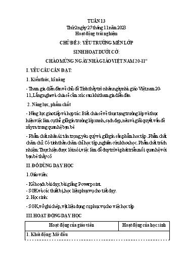 Giáo án Lớp 4 - Tuần 13 - Năm học 2023-2024