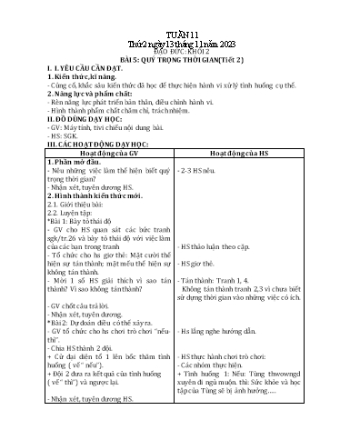 Giáo án Mĩ thuật + Đạo đức Tiểu học - Tuần 11 - Năm học 2023-2024