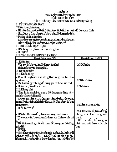 Giáo án Mĩ thuật + Đạo đức Tiểu học - Tuần 16 - Năm học 2023-2024
