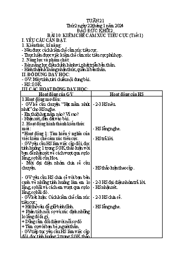 Giáo án Mĩ thuật + Đạo đức Tiểu học - Tuần 21 - Năm học 2023-2024