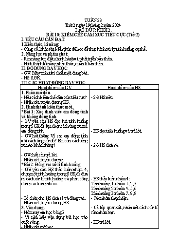 Giáo án Mĩ thuật + Đạo đức Tiểu học - Tuần 23 - Năm học 2023-2024