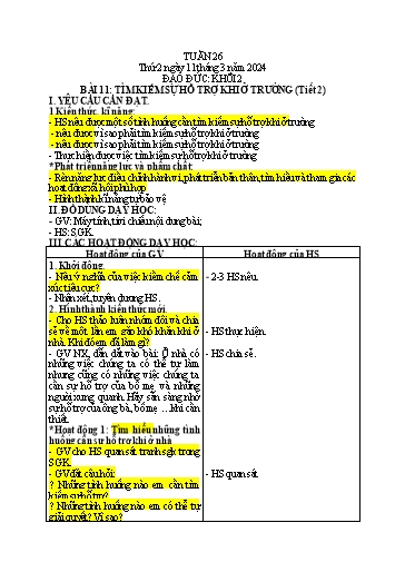 Giáo án Mĩ thuật + Đạo đức Tiểu học - Tuần 26 - Năm học 2023-2024