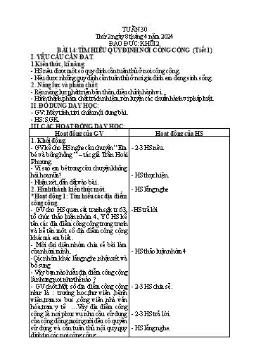 Giáo án Mĩ thuật + Đạo đức Tiểu học - Tuần 30 - Năm học 2023-2024
