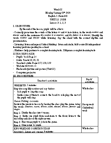 Giáo án Tiếng Anh Lớp 3+4+5 - Week 22 - Năm học 2023-2024 - Tôn Thị Hằng