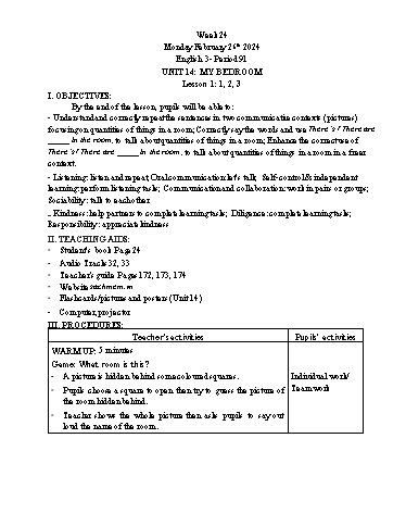 Giáo án Tiếng Anh Lớp 3+4+5 - Week 24 - Năm học 2023-2024 - Tôn Thị Hằng
