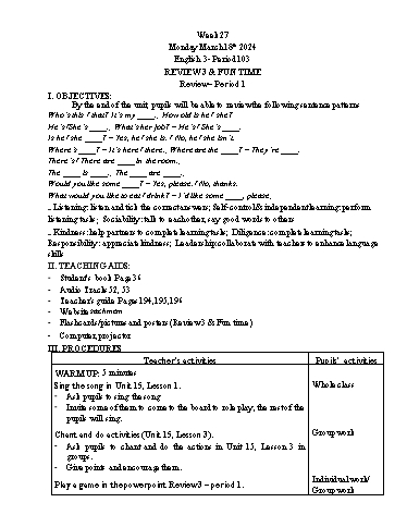 Giáo án Tiếng Anh Lớp 3+4+5 - Week 27 - Năm học 2023-2024 - Tôn Thị Hằng