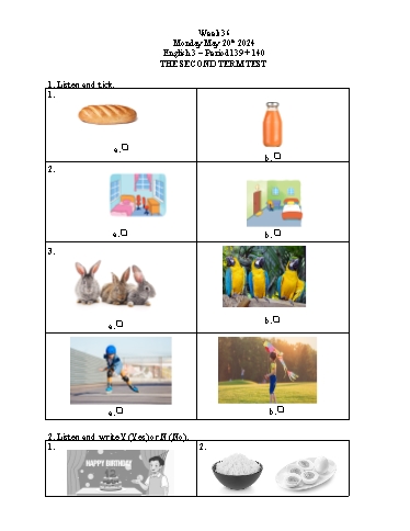 Giáo án Tiếng Anh Lớp 3+4+5 - Week 36 - Năm học 2023-2024