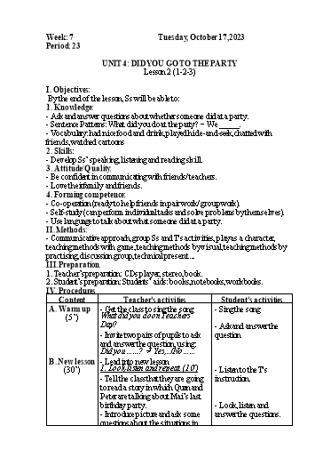 Giáo án Tiếng Anh Lớp 5 Sách Global Success - Week 7 - Năm học 2023-2024