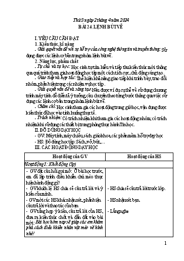 Giáo án Tin học Lớp 4 - Bài 24: Lệnh bút vẽ - Năm học 2023-2024