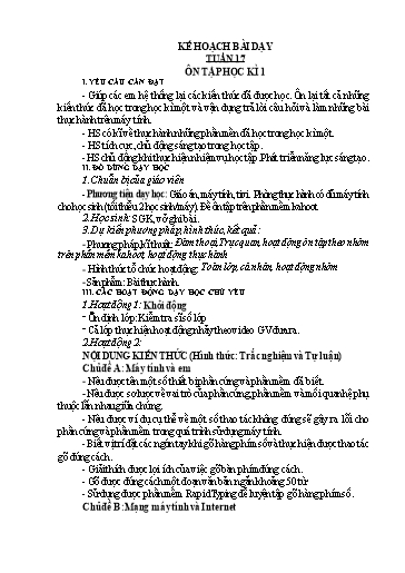 Giáo án Tin học Lớp 4 (Cánh diều) - Tuần 17: Ôn tập học kì I