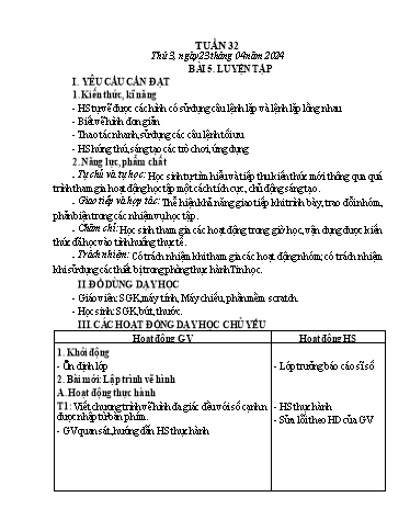 Giáo án Tin học Lớp 4 - Tuần 32, Bài 5: Luyện tập - Năm học 2023-2024