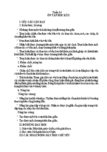 Giáo án Tin học Lớp 4 - Tuần 34, Bài: Ôn tập học kì II
