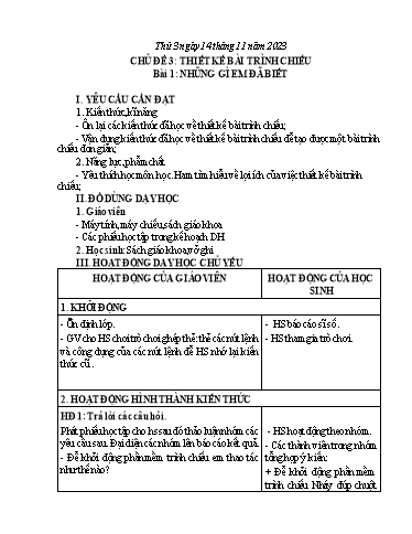 Giáo án Tin học Lớp 5 - Tuần 11, Bài 1: Những gì em đã biết - Năm học 2023-2024