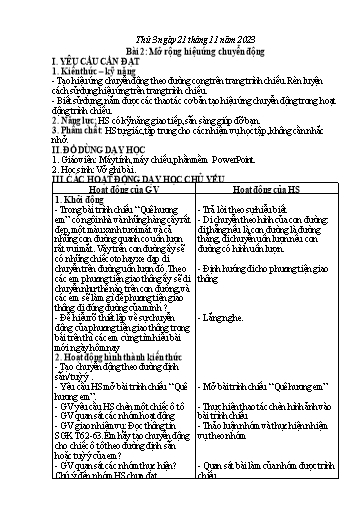 Giáo án Tin học Lớp 5 - Tuần 12, Bài 2: Mở rộng hiệu ứng chuyển động - Năm học 2023-2024