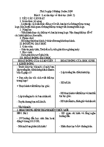 Giáo án Tin học Lớp 5 - Tuần 27, Bài 5: Luyện tập về thủ tục (Tiết 2) - Năm học 2023-2024