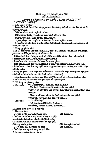 Kế hoạch bài dạy Mĩ thuật Tiểu học - Tuần 11 - Năm học 2023-2024