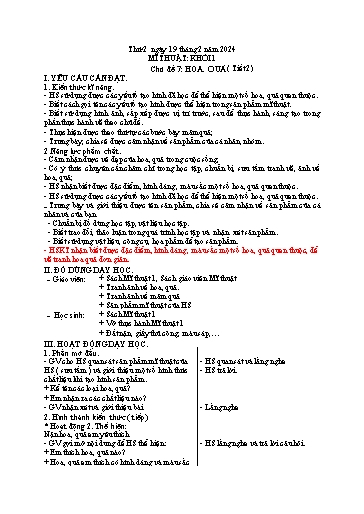 Kế hoạch bài dạy Mĩ thuật Tiểu học - Tuần 23 - Năm học 2023-2024