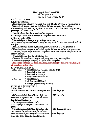 Kế hoạch bài dạy Mĩ thuật Tiểu học - Tuần 25 - Năm học 2023-2024