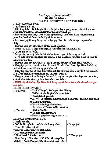 Kế hoạch bài dạy Mĩ thuật Tiểu học - Tuần 27 - Năm học 2023-2024