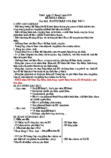 Kế hoạch bài dạy Mĩ thuật Tiểu học - Tuần 28 - Năm học 2023-2024